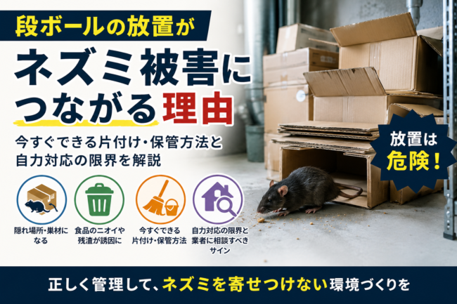 段ボールの放置がネズミ被害につながる理由｜今すぐできる片付け・保管方法・自力対応の限界