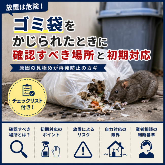 ねずみにゴミ袋をかじられたときに確認すべき場所と初期対応