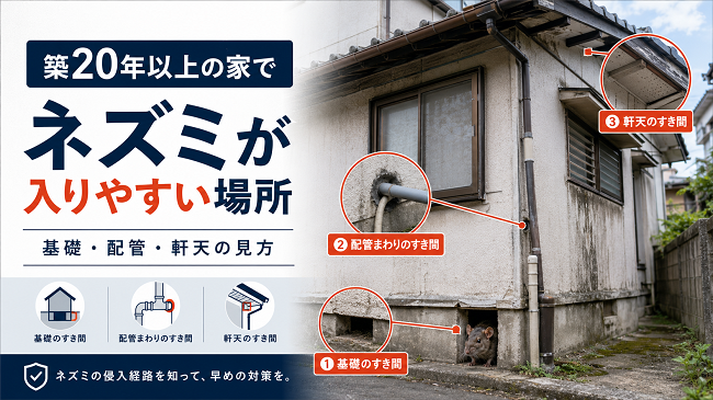 築20年以上の家でネズミが入りやすい場所｜基礎・配管・軒天の見方と初期対応