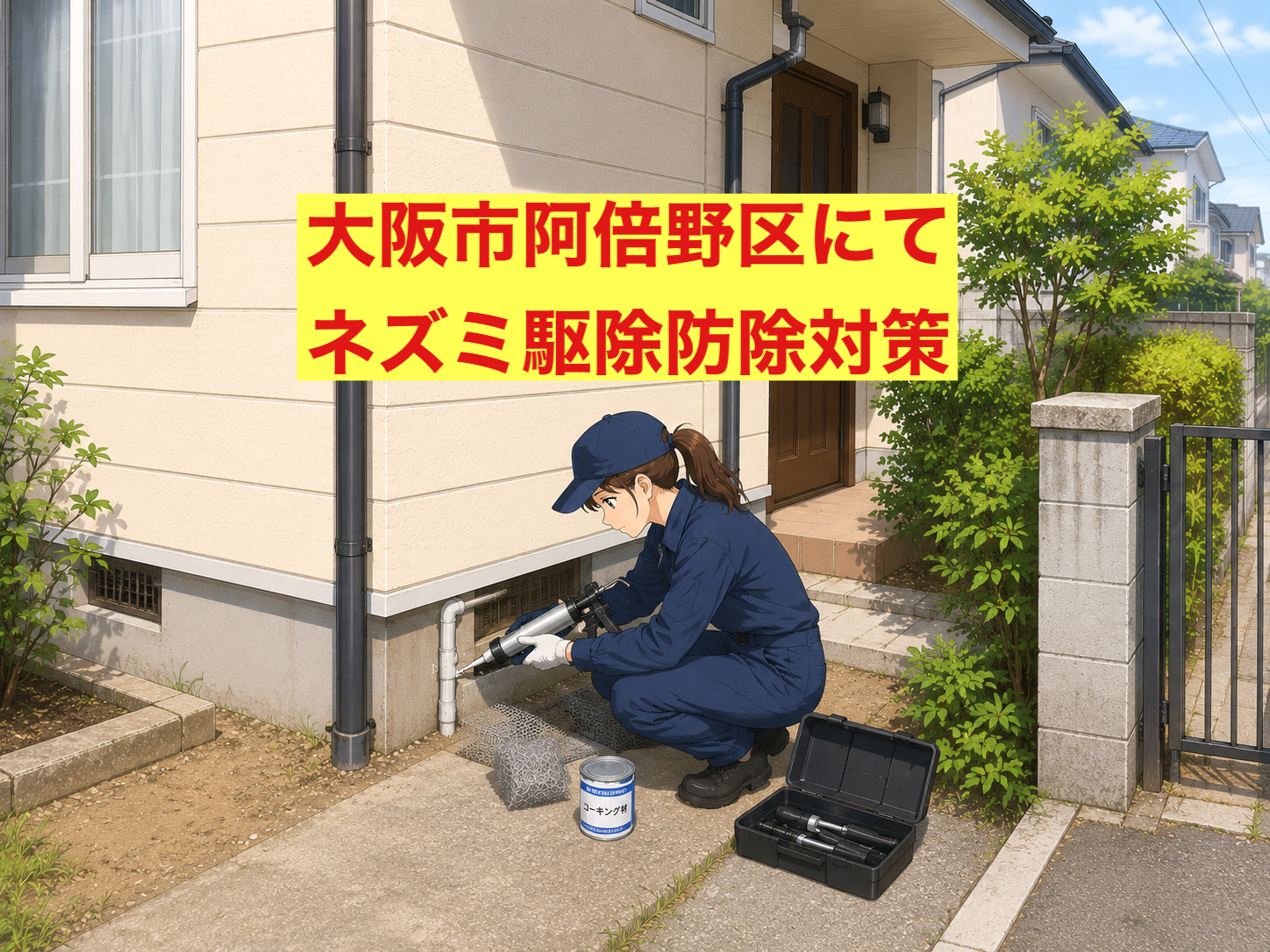 大阪市阿倍野区にてネズミ被害駆除防除対策