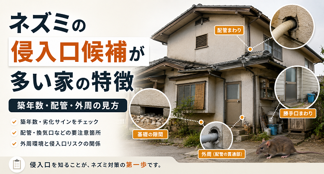 ネズミの侵入口候補が多い家の特徴｜築年数・配管・外周の見方と初期対応