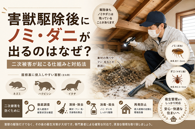 害獣駆除後にノミ・ダニが出るのはなぜ？二次被害が起こる仕組みと対処法