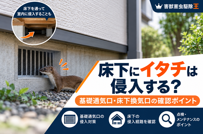 床下にイタチは侵入する？基礎通気口・床下換気口で確認すべきポイント